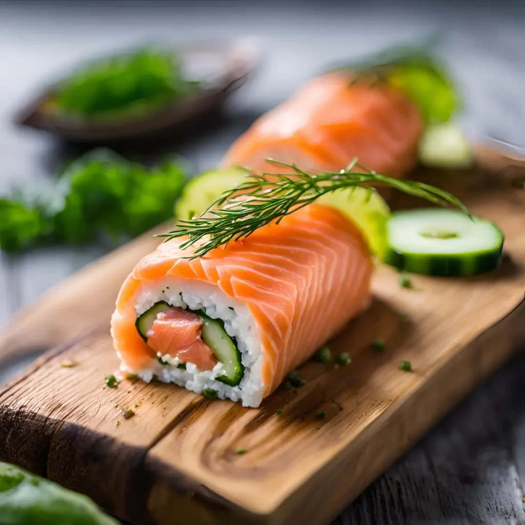 Chatelaine Smoked Salmon Roll on Cucumber Recipe